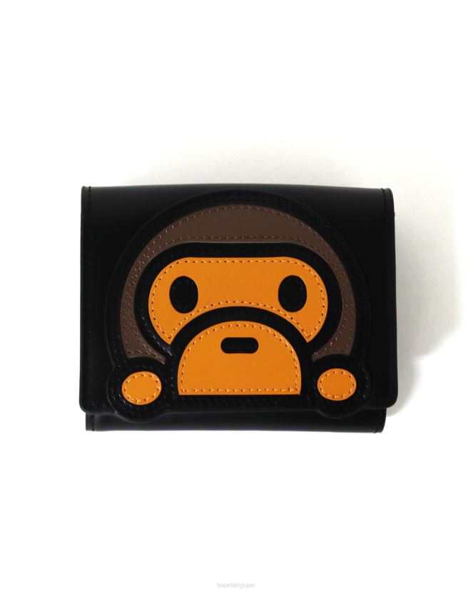 portefeuille bébé milo en cuir A Bathing Ape femmes ZHX6N41158 noir