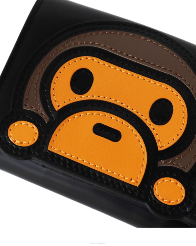 portefeuille bébé milo en cuir A Bathing Ape femmes ZHX6N41158 noir