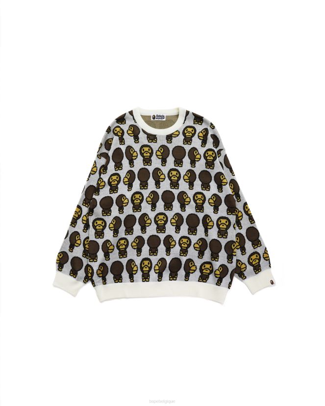 pull en maille surdimensionné milo pour bébé A Bathing Ape femmes ZHX6N41023 blanc