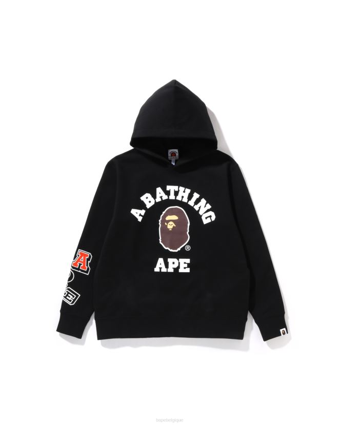 pull à capuche multi-polices jr A Bathing Ape enfants ZHX6N41693 noir
