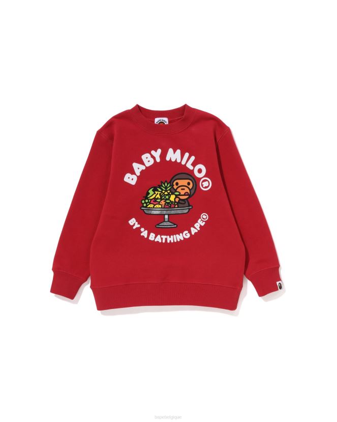 pull à col rond bébé milo fruit A Bathing Ape enfants ZHX6N41418 rouge vif