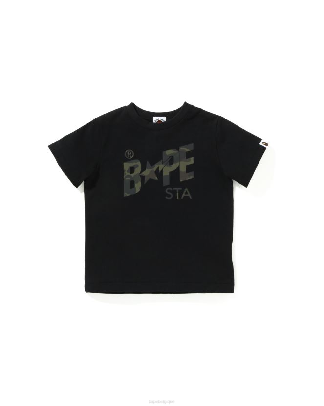 réflecteur 1st t-shirt à logo camouflage A Bathing Ape enfants ZHX6N41662 noir