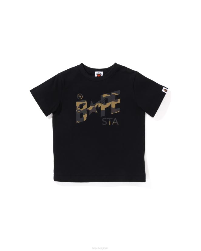réflecteur 1st t-shirt à logo camouflage A Bathing Ape enfants ZHX6N41663 noir