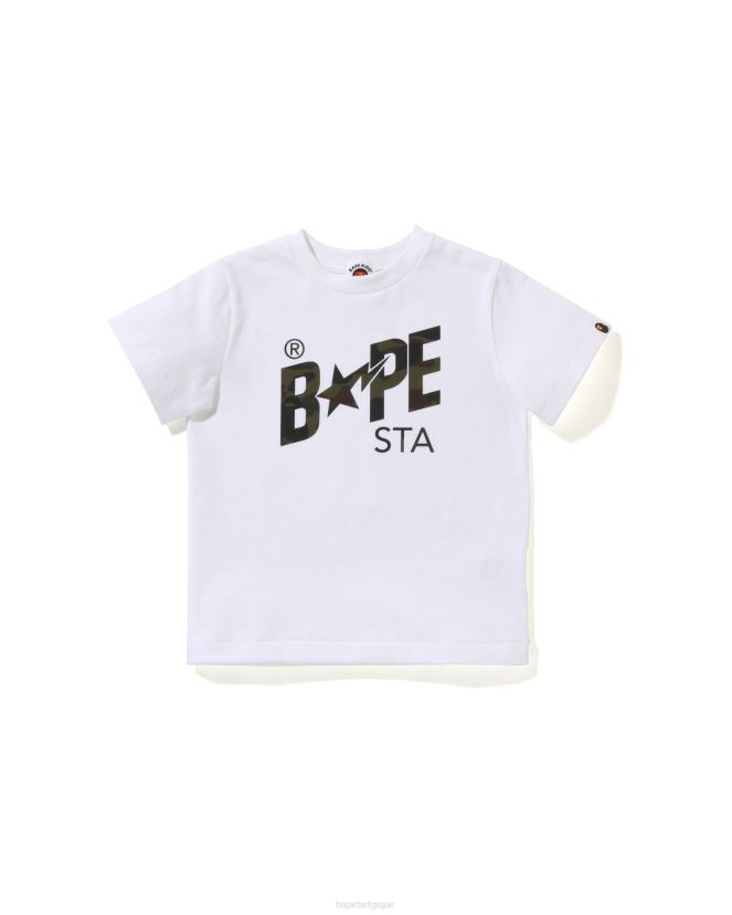 réflecteur 1st t-shirt à logo camouflage A Bathing Ape enfants ZHX6N41664 blanc