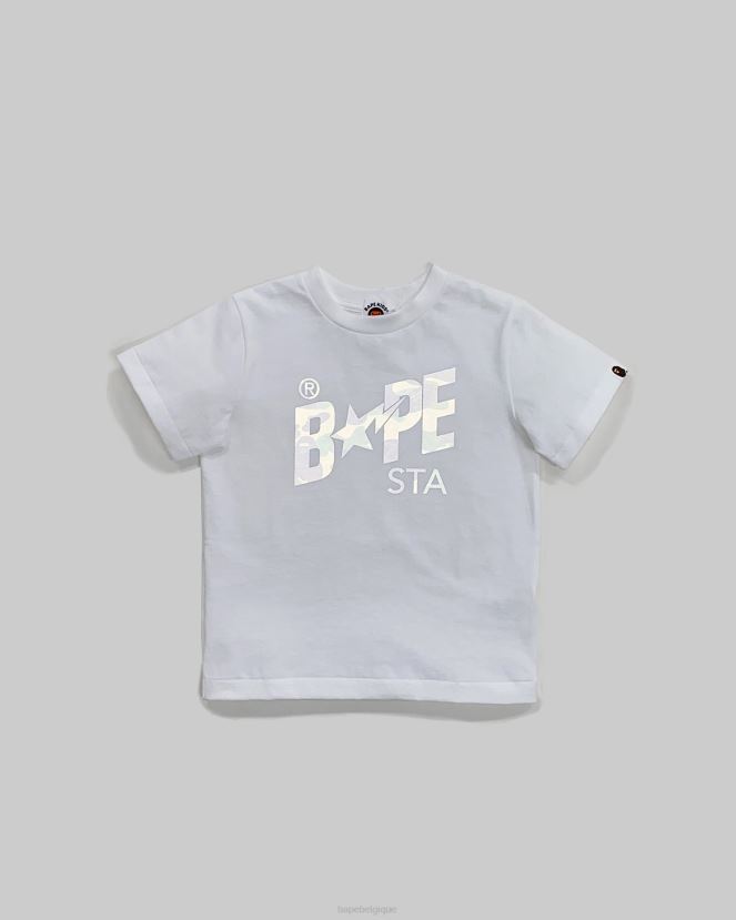 réflecteur 1st t-shirt à logo camouflage A Bathing Ape enfants ZHX6N41664 blanc
