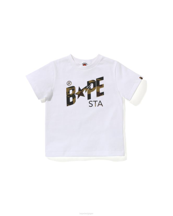 réflecteur 1st t-shirt à logo camouflage A Bathing Ape enfants ZHX6N41665 blanc
