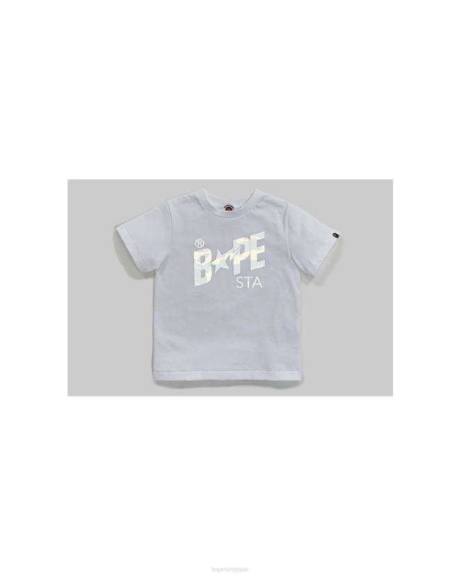 réflecteur 1st t-shirt à logo camouflage A Bathing Ape enfants ZHX6N41665 blanc