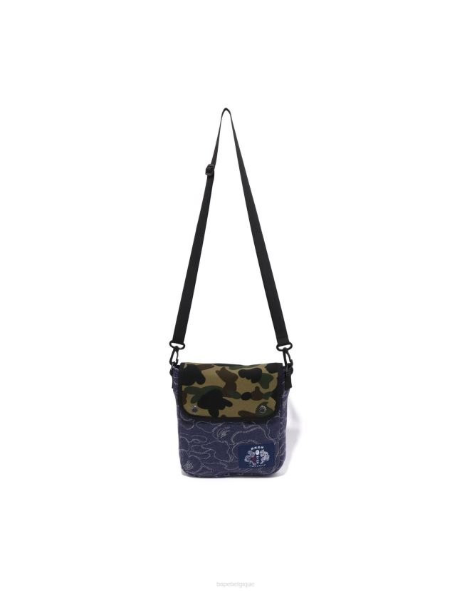 sac porté épaule abc camouflage A Bathing Ape Hommes ZHX6N4421 bleu marine