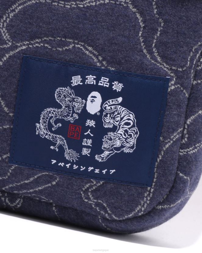 sac porté épaule abc camouflage A Bathing Ape Hommes ZHX6N4421 bleu marine