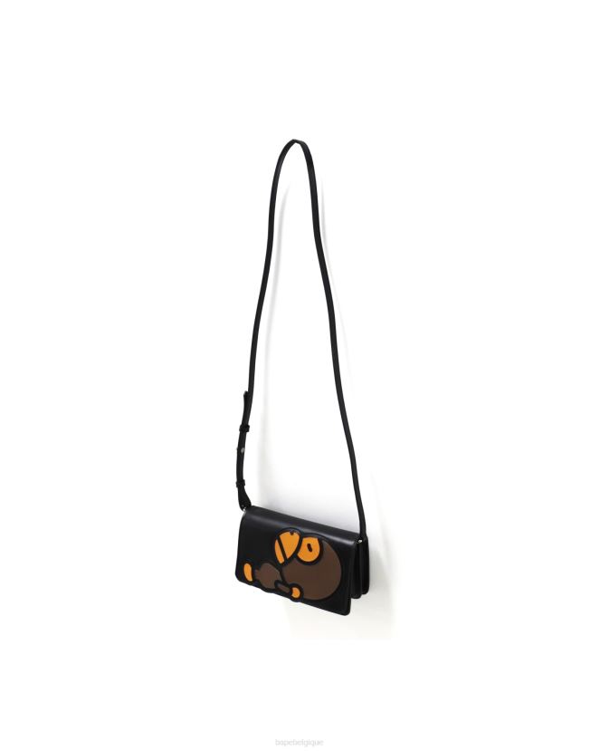 sac porté épaule bébé milo en cuir A Bathing Ape femmes ZHX6N41265 noir