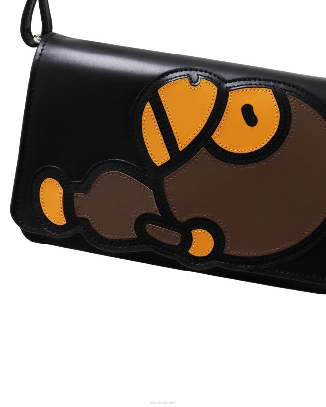 sac porté épaule bébé milo en cuir A Bathing Ape femmes ZHX6N41265 noir
