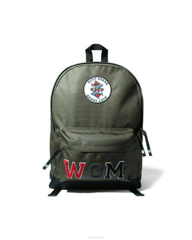 sac à dos de requin occupé A Bathing Ape Hommes ZHX6N4748 vert clair