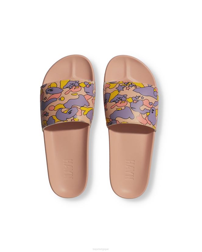 sandales à enfiler camouflage x hayn sta A Bathing Ape Hommes ZHX6N4729 rose pâle