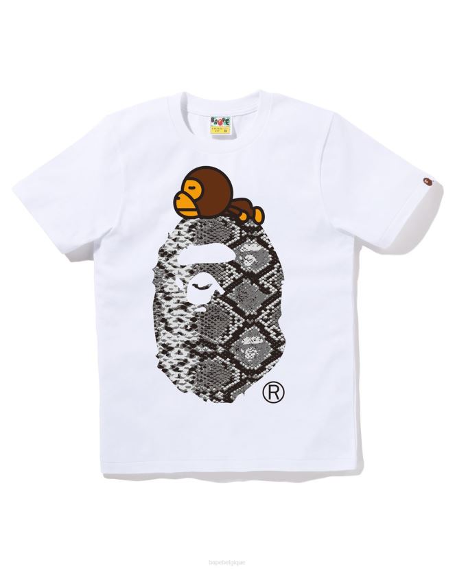 serpent milo sur grand tee A Bathing Ape femmes ZHX6N4879 blanc
