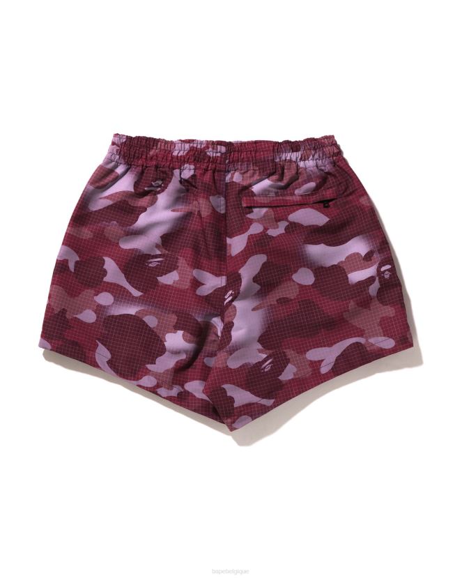 short camouflage à grille A Bathing Ape femmes ZHX6N4898 rouge brique
