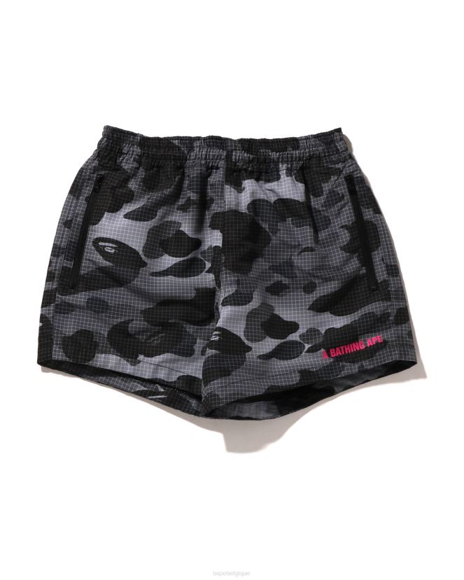 short camouflage à grille A Bathing Ape femmes ZHX6N4899 noir