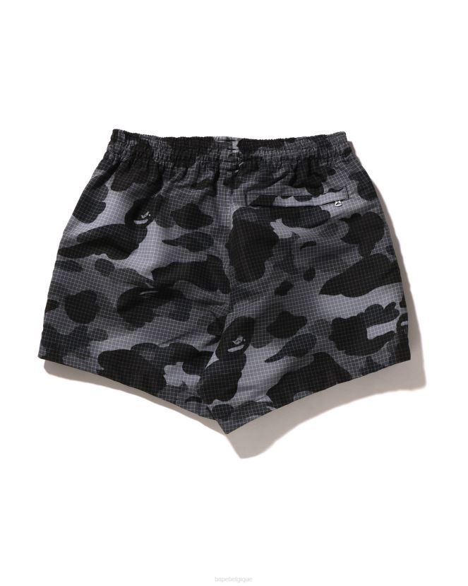 short camouflage à grille A Bathing Ape femmes ZHX6N4899 noir