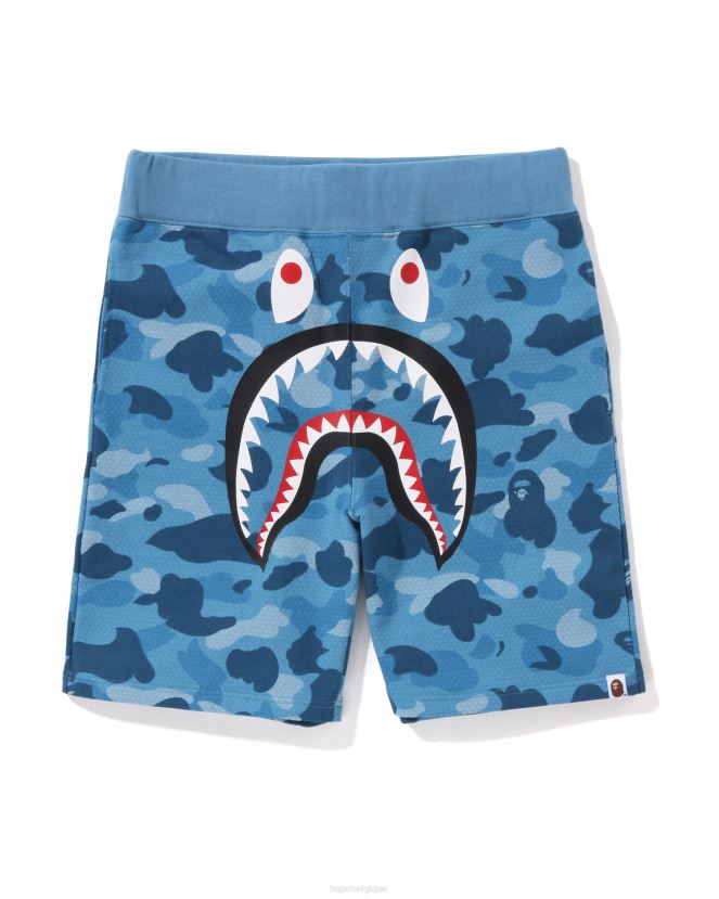 short de survêtement camouflage requin nid dabeille A Bathing Ape Hommes ZHX6N4127 bleu clair