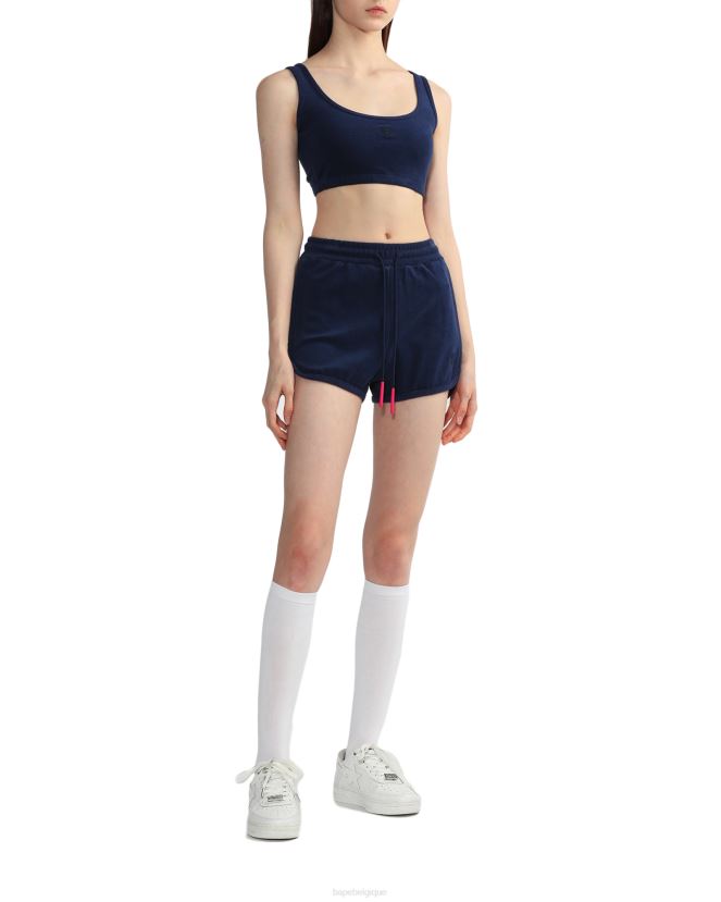 short de survêtement en tissu éponge A Bathing Ape femmes ZHX6N4830 bleu marine