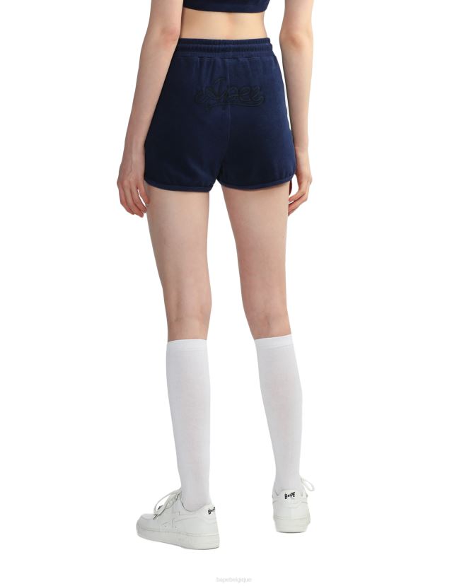 short de survêtement en tissu éponge A Bathing Ape femmes ZHX6N4830 bleu marine