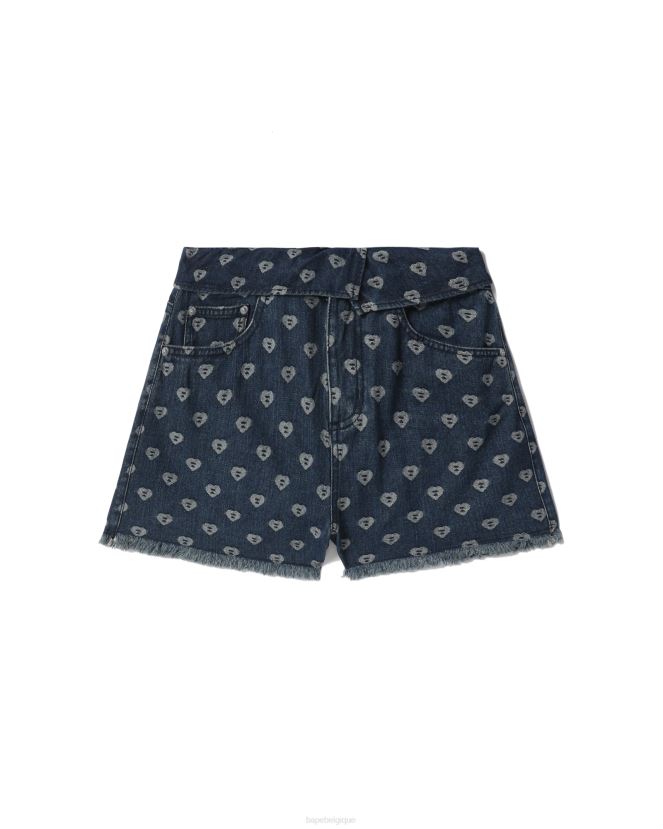 short en jean à motif mordu A Bathing Ape femmes ZHX6N4811 jean