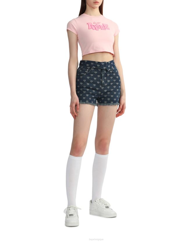 short en jean à motif mordu A Bathing Ape femmes ZHX6N4811 jean