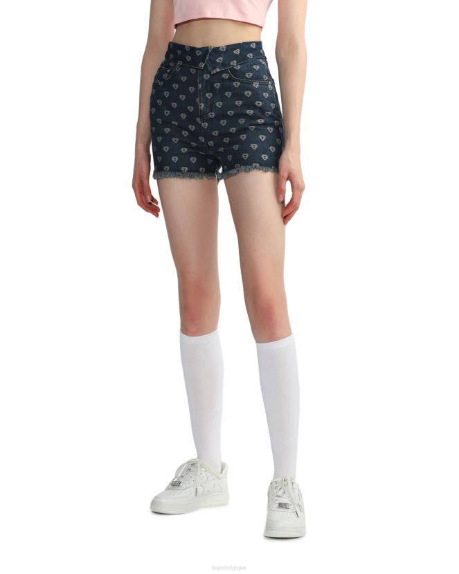 short en jean à motif mordu A Bathing Ape femmes ZHX6N4811 jean