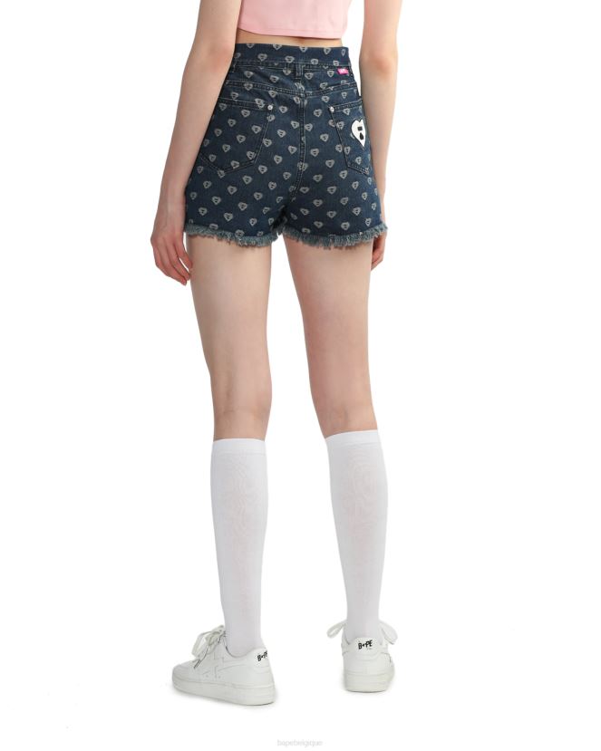 short en jean à motif mordu A Bathing Ape femmes ZHX6N4811 jean