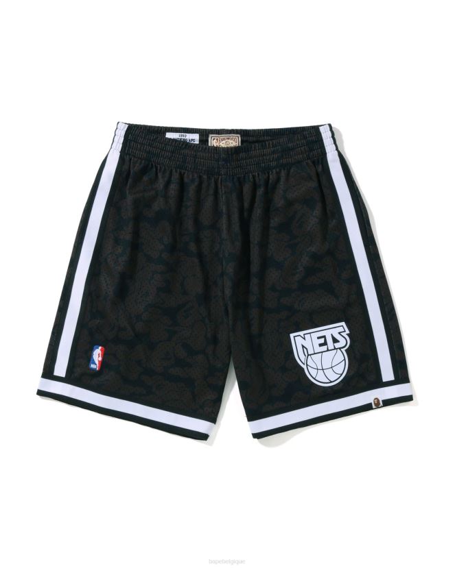 short en jersey des filets de brooklyn x mn A Bathing Ape Hommes ZHX6N4372 noir
