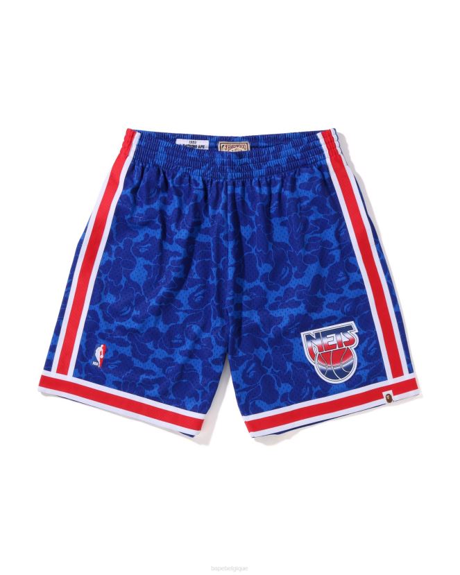 short en jersey des filets de brooklyn x mn A Bathing Ape Hommes ZHX6N4373 bleu