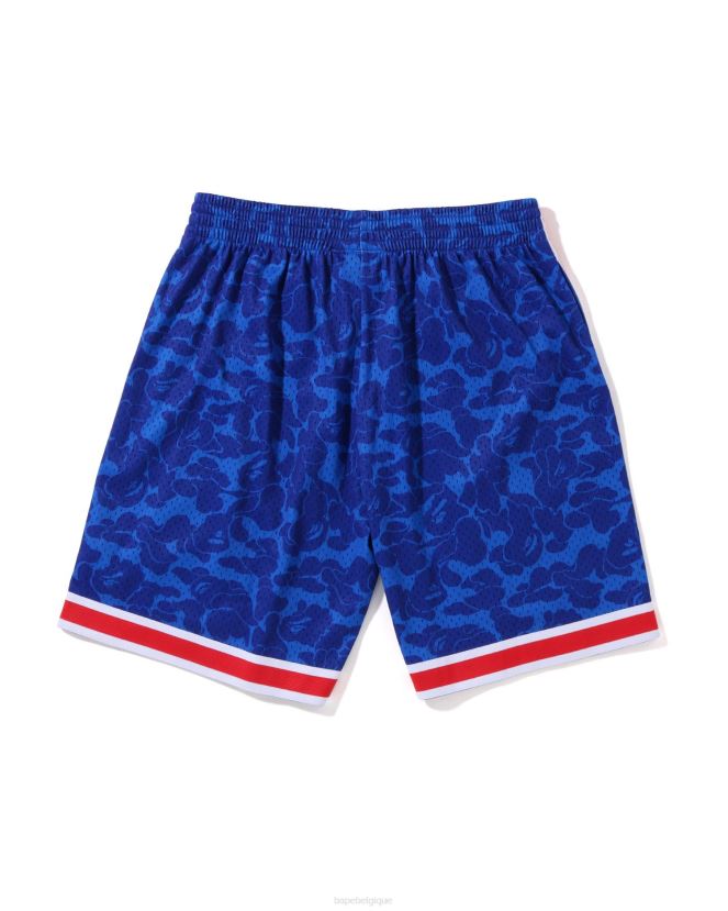 short en jersey des filets de brooklyn x mn A Bathing Ape Hommes ZHX6N4373 bleu