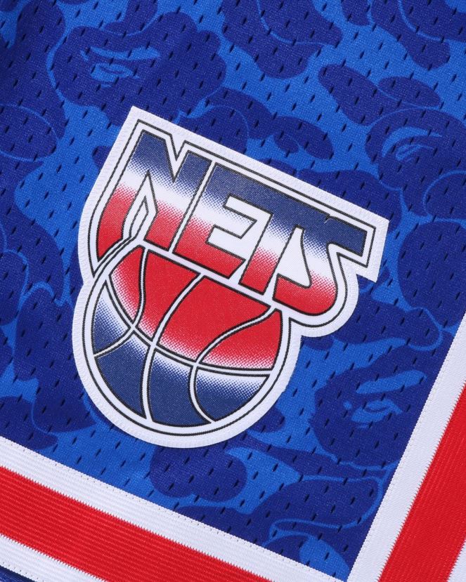 short en jersey des filets de brooklyn x mn A Bathing Ape Hommes ZHX6N4373 bleu