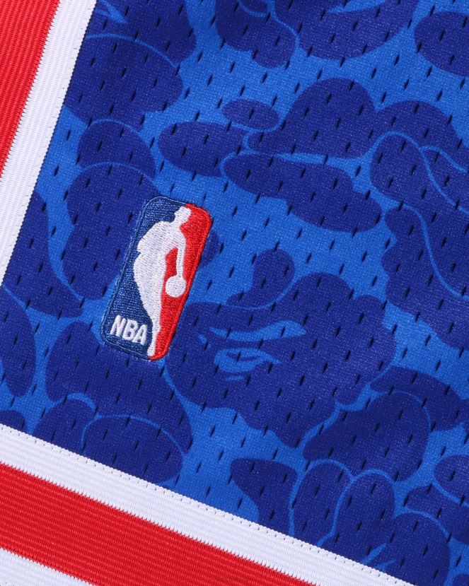 short en jersey des filets de brooklyn x mn A Bathing Ape Hommes ZHX6N4373 bleu
