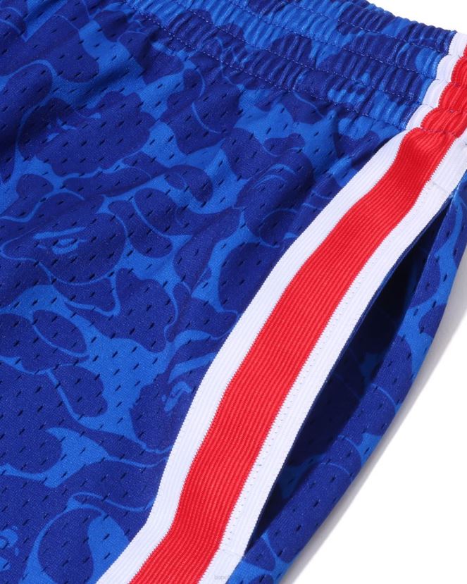 short en jersey des filets de brooklyn x mn A Bathing Ape Hommes ZHX6N4373 bleu