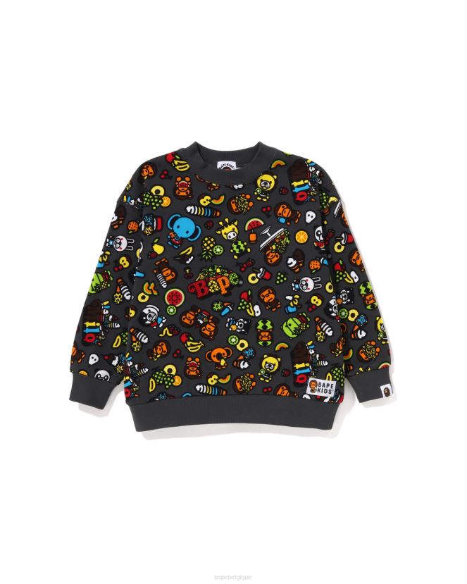 sweat bébé milo mélange de fruits A Bathing Ape enfants ZHX6N41442 gris foncé