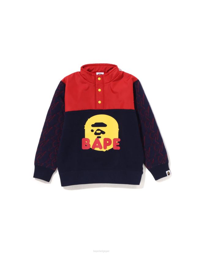 sweat demi-pression sta quilting head A Bathing Ape enfants ZHX6N41540 bleu