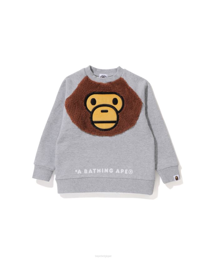 sweat milo à col rond pour bébé A Bathing Ape enfants ZHX6N41783 gris