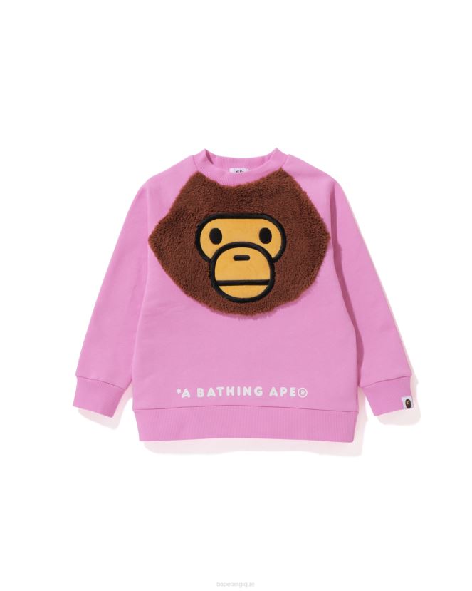 sweat milo à col rond pour bébé A Bathing Ape enfants ZHX6N41784 rose