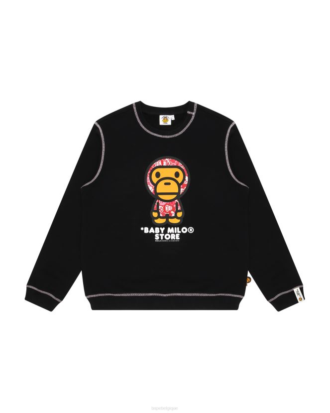sweat milo à col rond pour bébé A Bathing Ape femmes ZHX6N4905 noir