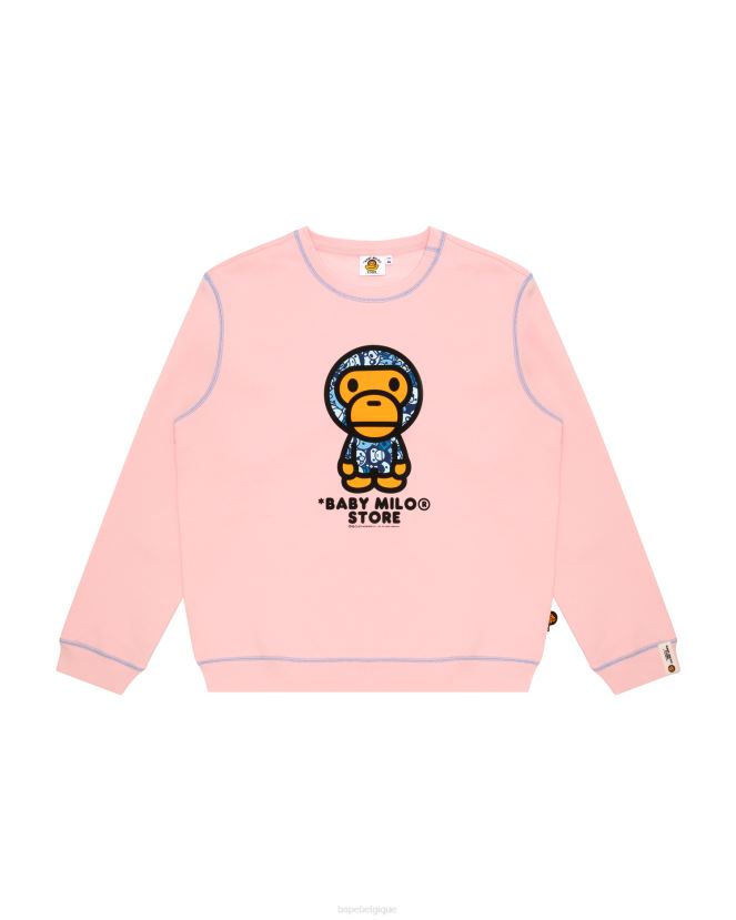 sweat milo à col rond pour bébé A Bathing Ape femmes ZHX6N4906 rose
