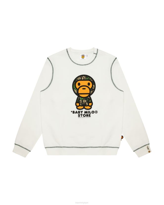 sweat milo à col rond pour bébé A Bathing Ape femmes ZHX6N4907 blanc