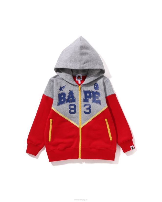 sweat zippé à capuche colour block A Bathing Ape enfants ZHX6N41581 rouge vif