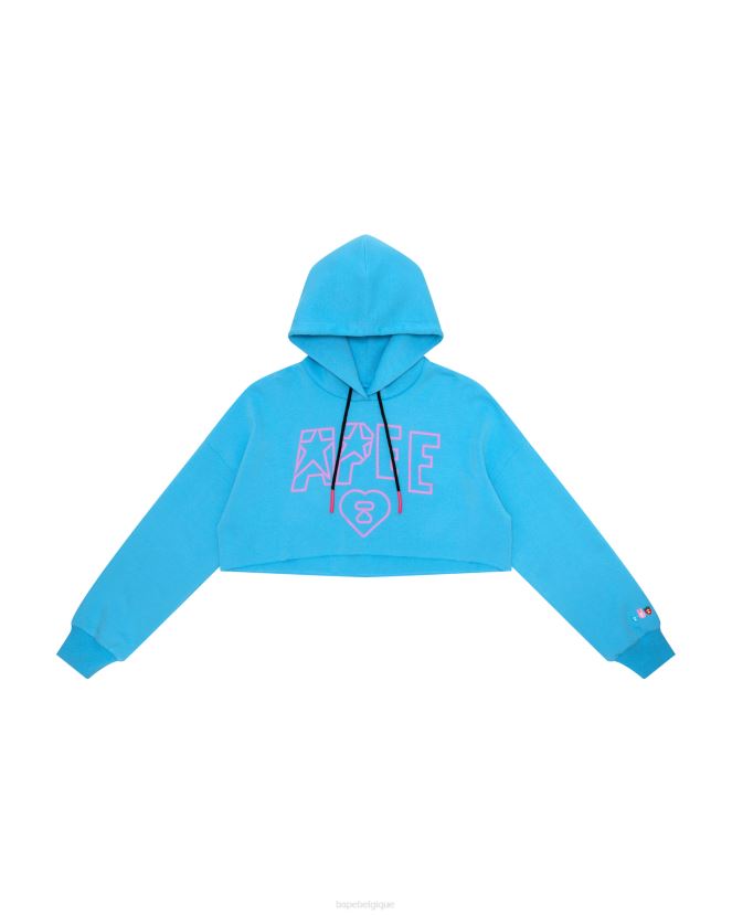 sweat à capuche court à logo apee A Bathing Ape femmes ZHX6N41028 bleu
