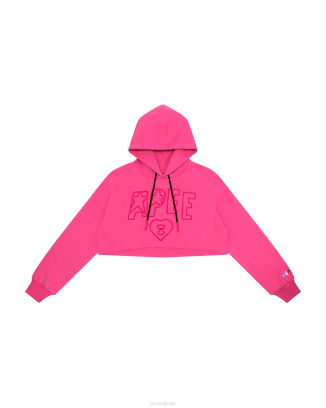 sweat à capuche court à logo apee A Bathing Ape femmes ZHX6N41029 rose