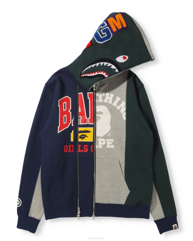 sweat à capuche entièrement zippé docking shark A Bathing Ape femmes ZHX6N41040 gris