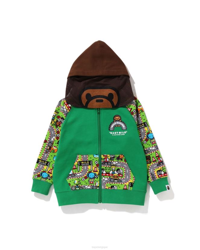 sweat à capuche pour bébé milo racing milo face A Bathing Ape enfants ZHX6N41728 vert paon