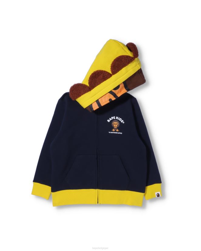 sweat à capuche zippé bébé milo friends A Bathing Ape enfants ZHX6N41759 bleu