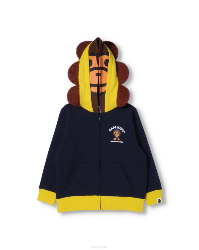 sweat à capuche zippé bébé milo friends A Bathing Ape enfants ZHX6N41759 bleu