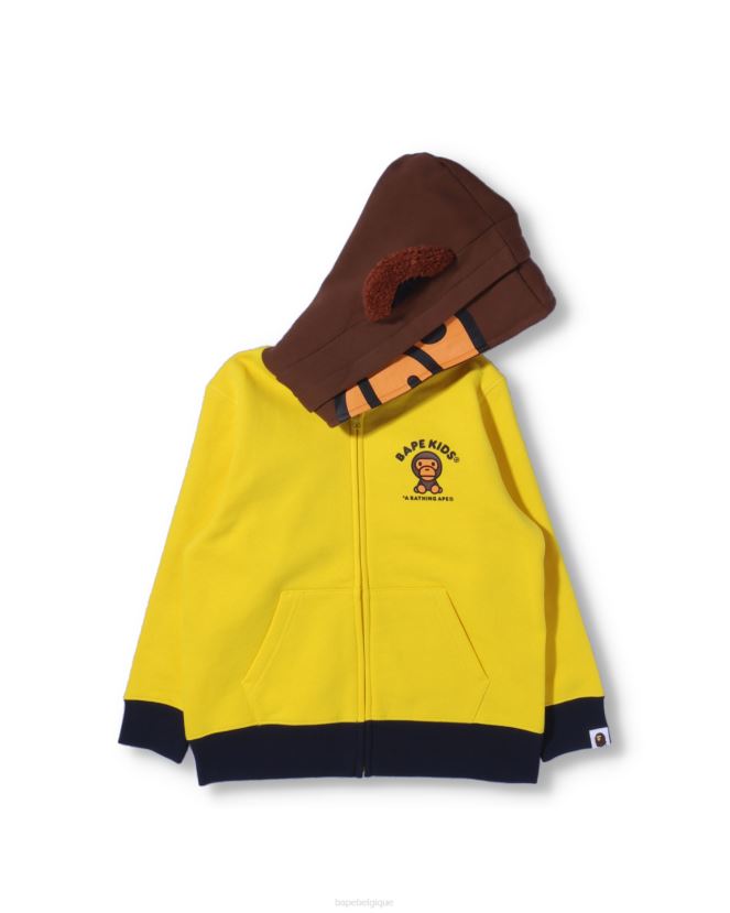 sweat à capuche zippé bébé milo friends A Bathing Ape enfants ZHX6N41760 jaune
