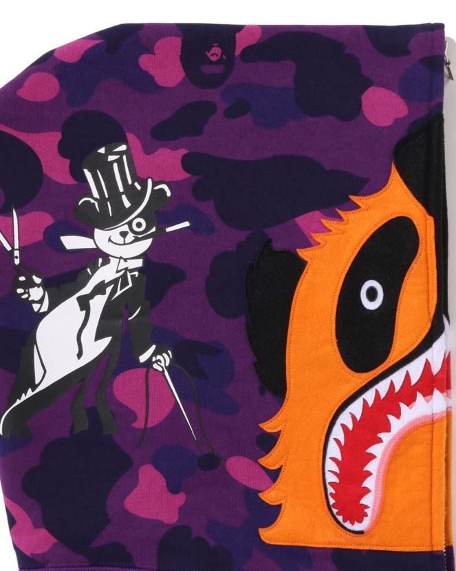 sweat à capuche zippé color camo panda A Bathing Ape Hommes ZHX6N4187 violet